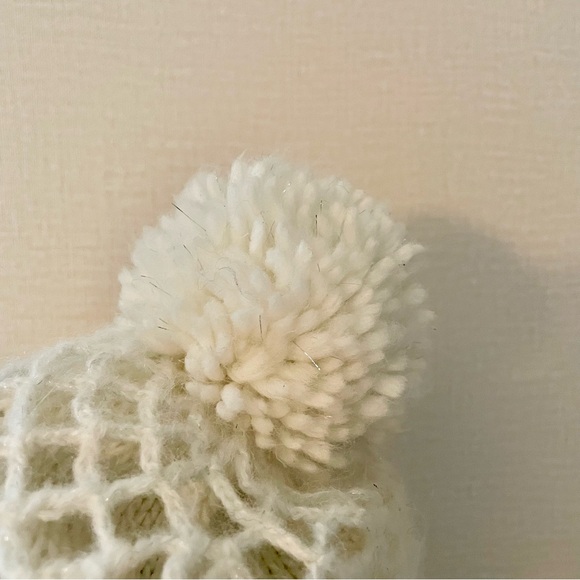 Free People Ladies Knit Winter Hat, Crochet Detail, Cuff Trim, Ivory, Snow Bunny - Picture 5 of 10